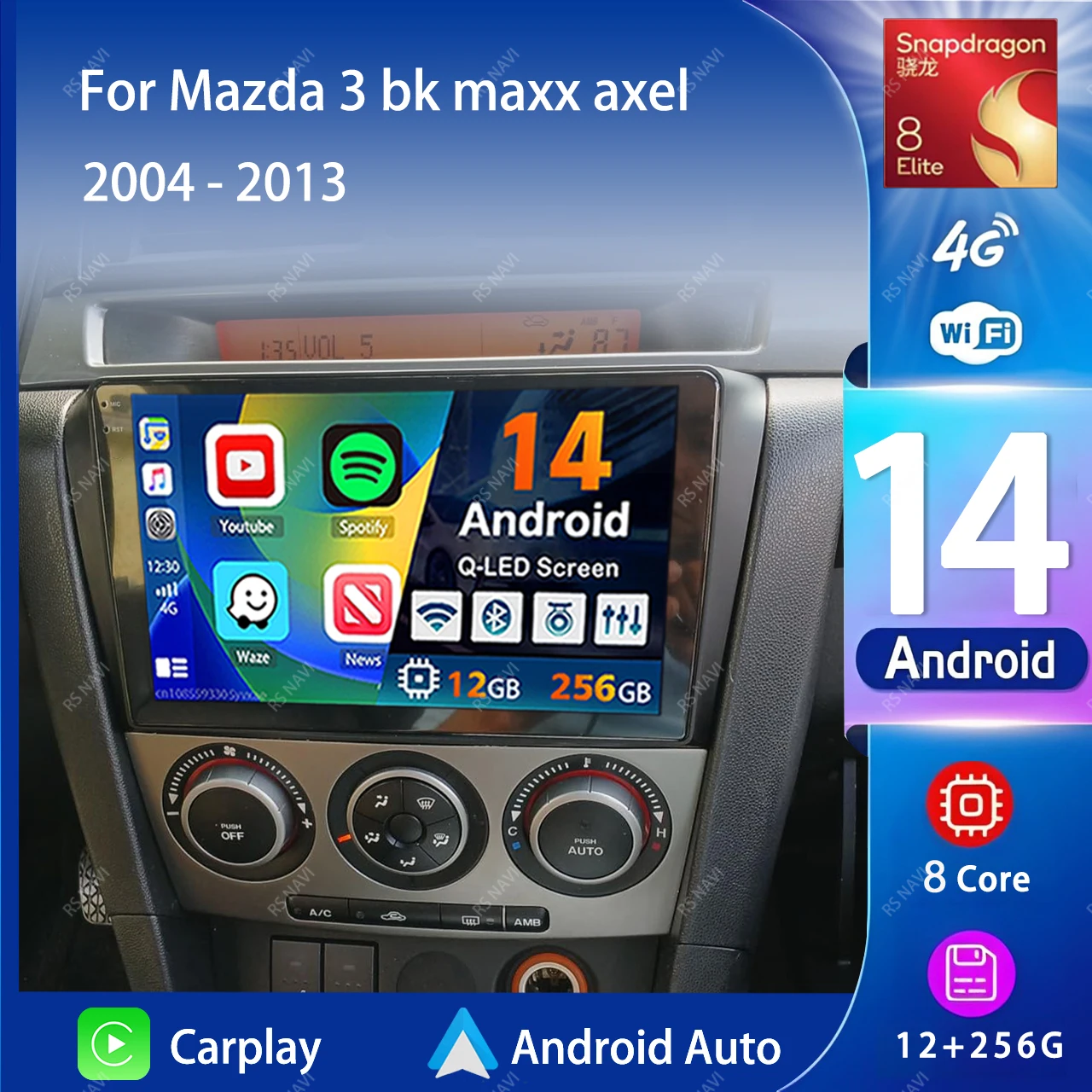 Android 14 Carplay автомобильный радиоприемник мультимедийный плеер для Mazda 3 bk maxx axel
