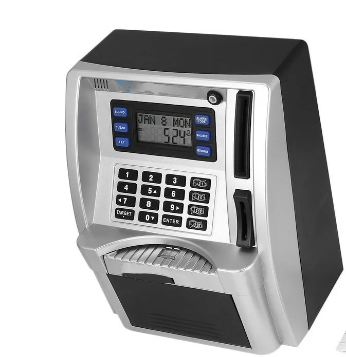 

NEW ATM Savings Bank Toys Kids Talking ATM Savings Bank Insert Bills Perfect for Kids Gift Dollar Currency Detector