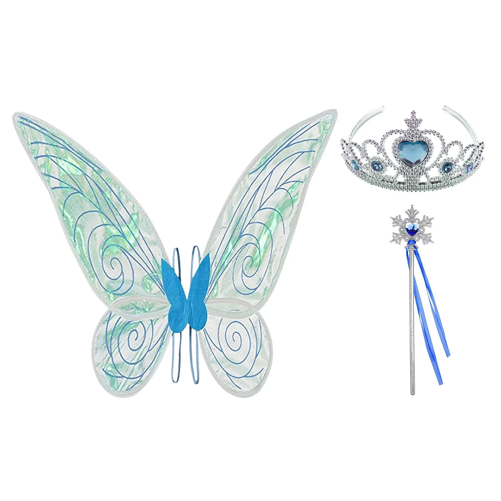 

Fairy Costume Accessories Set Butterfly Dress-Up Wings Set Fairy Costume Accessories Sparkling Fairy Wings Crown Wand For