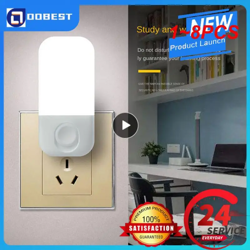 

1~8PCS Plug-in Night Light LED Dimmer Baby Nursing Eye Sleep Light Bedroom Sleep Light Plug LED Energy Saving Cute Mini Lamp