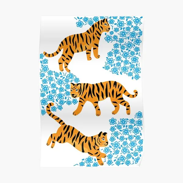 

Tigers And Flowers Poster Funny Vintage Decoration Picture Art Wall Home Mural Decor Painting Room Modern Print No Frame