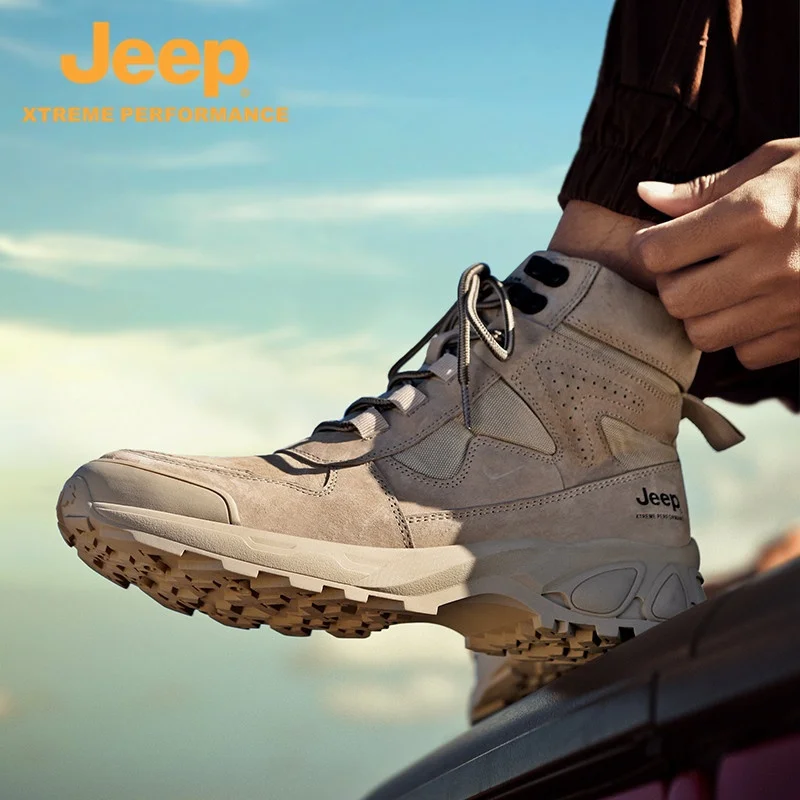 Мужские водонепроницаемые походные ботинки Jeep-, износостойкая спортивнаяобувь, модные ботинки, высокие ботинки