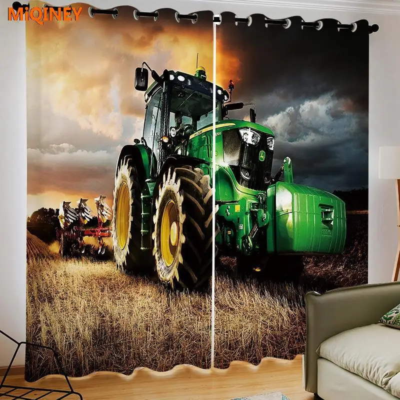 

MiQINEY Farm Agriculture Tractor 3D Printing Blackout Curtain for Kids Adults Bedroom Livingroom Home Decor