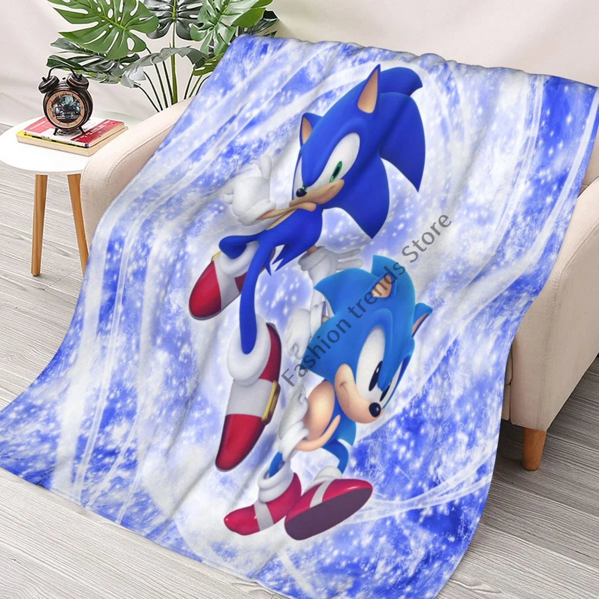 

Sonic Ultra Soft Blanket Sublimation Cartoon Covered Blanket Bedding Flannel for Children and Adult Bedrooms Decor