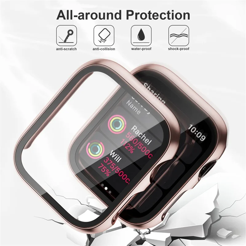 Стекло и крышка для Apple Watch чехол SE 7 6 5 4 3 аксессуары iWatch протектор экрана watch серии