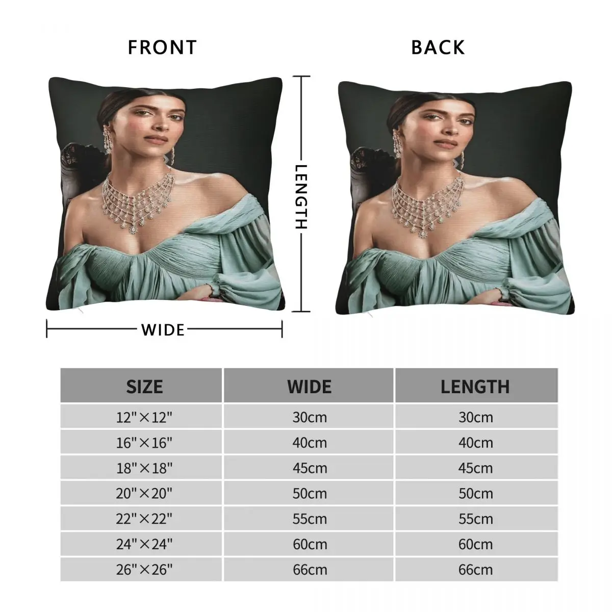 Фото Наволочка Deepika Padukone Indian Square из полиэстера, льна и бархата с узором, на молнии, декоративная, для кровати №2