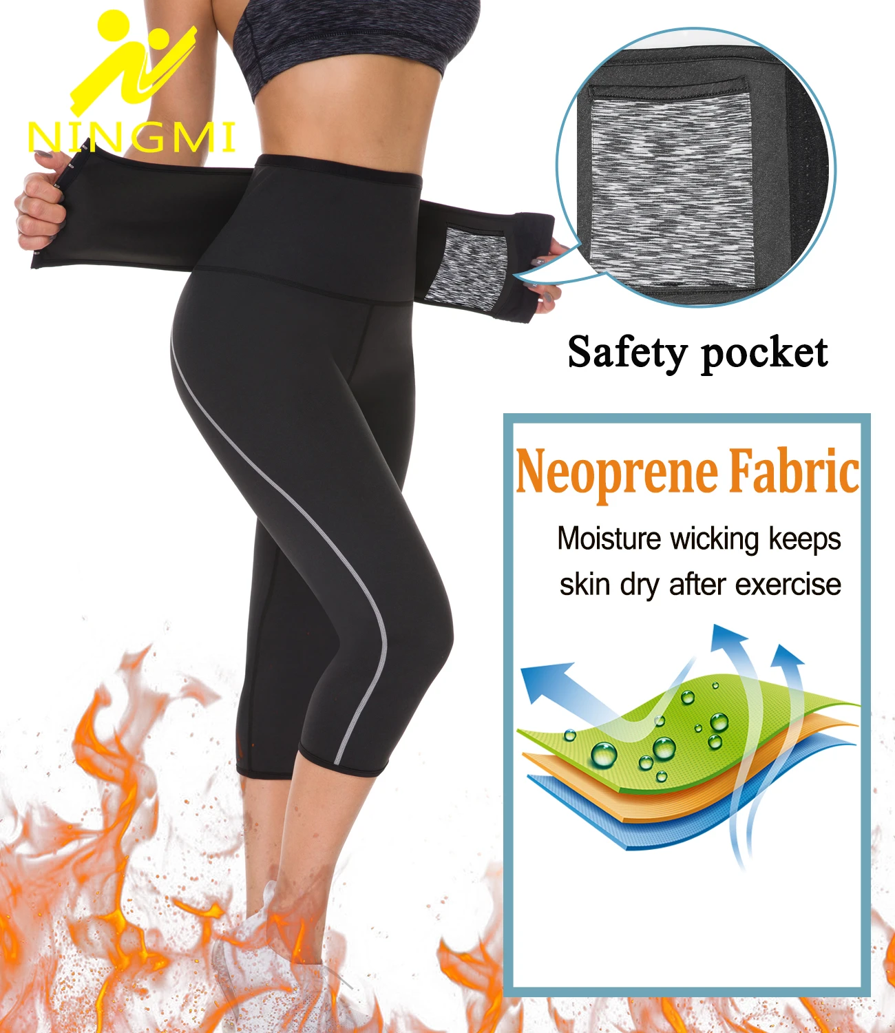 Лидер продаж женские брюки NINGMI для похудения с целлюлитным эффектом неопреновые