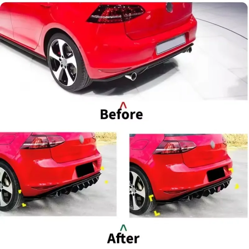 Фото Задний бампер автомобиля для Volkswagen Golf 7 MK7 GTI 2013-2016, диффузор, спойлер на подбородок с фонарями, аксессуары, комплекты кузова, тюнинг №5