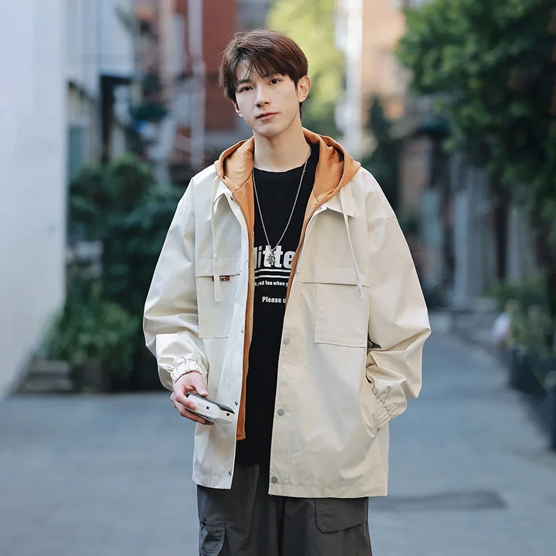 Куртка мужская легкая с капюшоном дышащая мягкая верхняя одежда тонкая