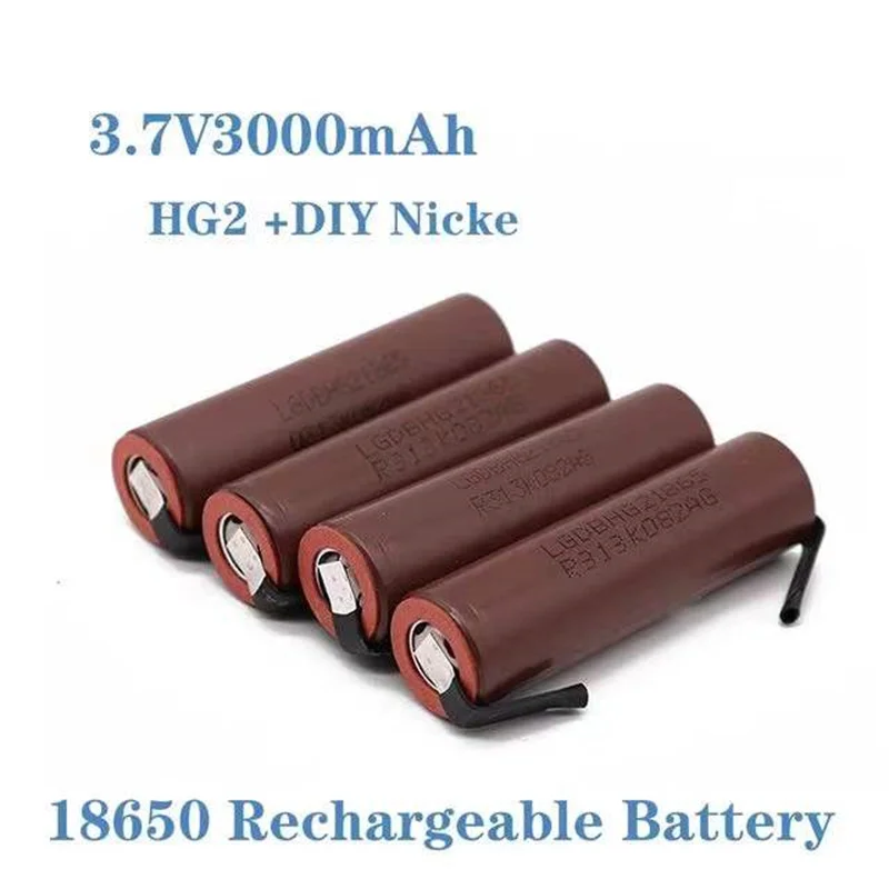 

100% Original HG2 45g 18650 3000mAh Rechargeable Battery 3.7V Discharge 20A Dedicated for HG2 Battery+DIY Nickel