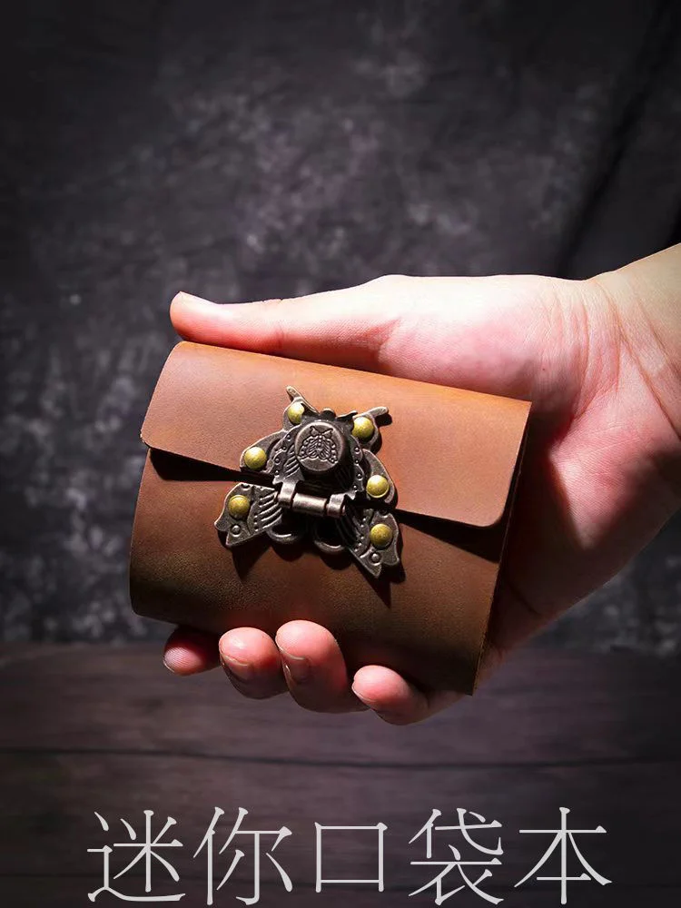 

Portable Mini Loose-leaf Notepad Genuine Cover Size Book Cute Small Pocket Leather Notebook Blank