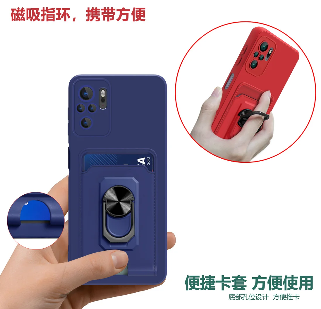 

Card Holder Phone Case for Xiaomi Mi 11T Poco M4Pro M3 X3 NFC 11X Redmi 10 9A 9C K40 Note 10S Coque Shockproof Stand Back Cover