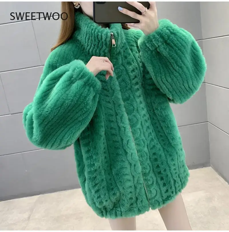 Sheep Fur Coat Winter Thickened Coat Warm New Lamb Skin Coat for Women Korean Plush Jacket Female