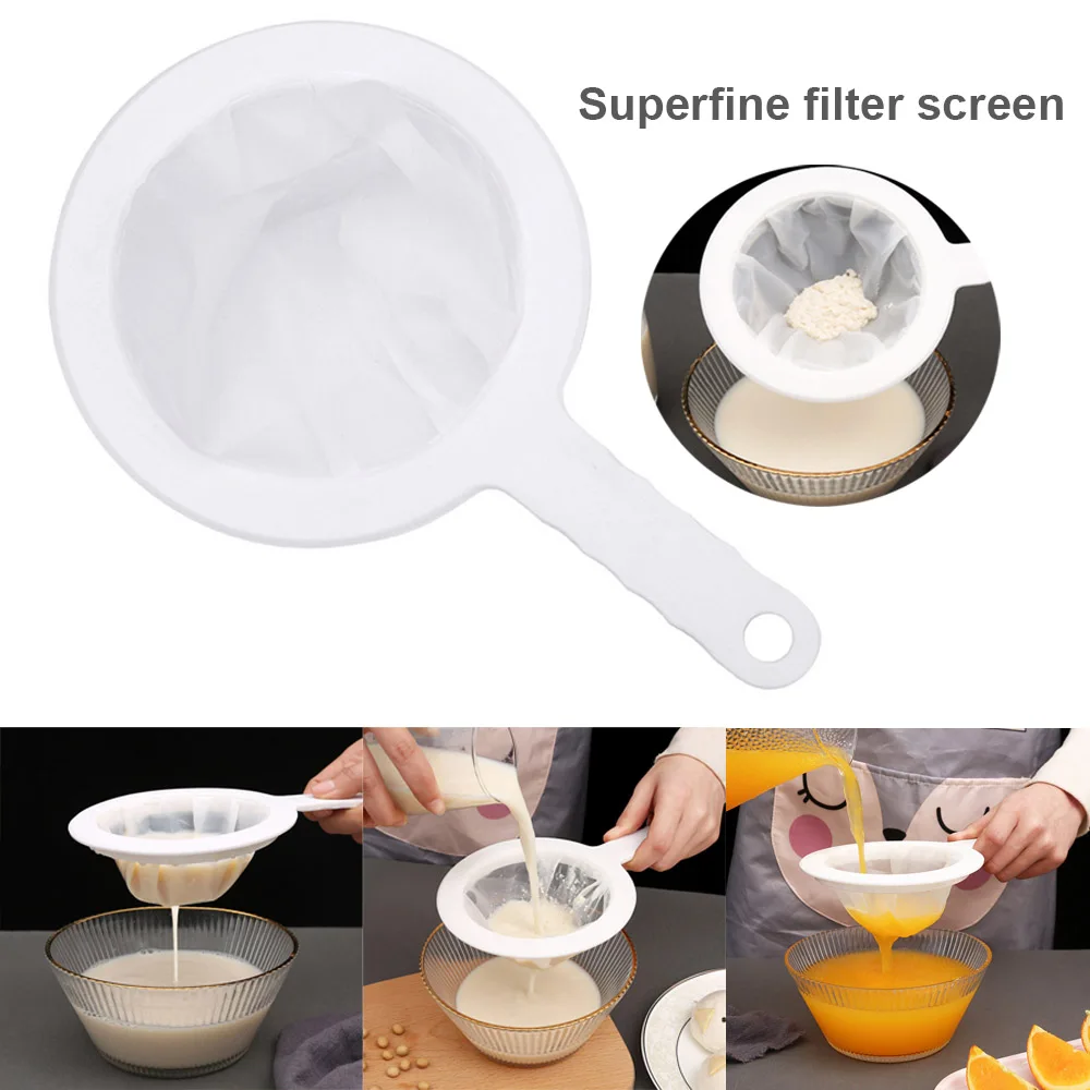 

Фильтр-воронка сетчатые многоразовые ультра-тонкие сетчатые сумки с ручкой для кухонных разноцветных аксессуаров