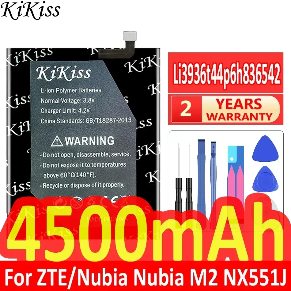 KiKiss Аккумулятор Li3936t44p6h 836542 4500 мАч для ZTE/Nubia M2 Dual SIM NubiaM2 TD-LTE NX551J 5 дюйма