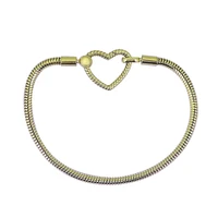18k gold color love heart bracelet for women jewelry fit original diy handmade charm stainless steel beads diy fine jewelry