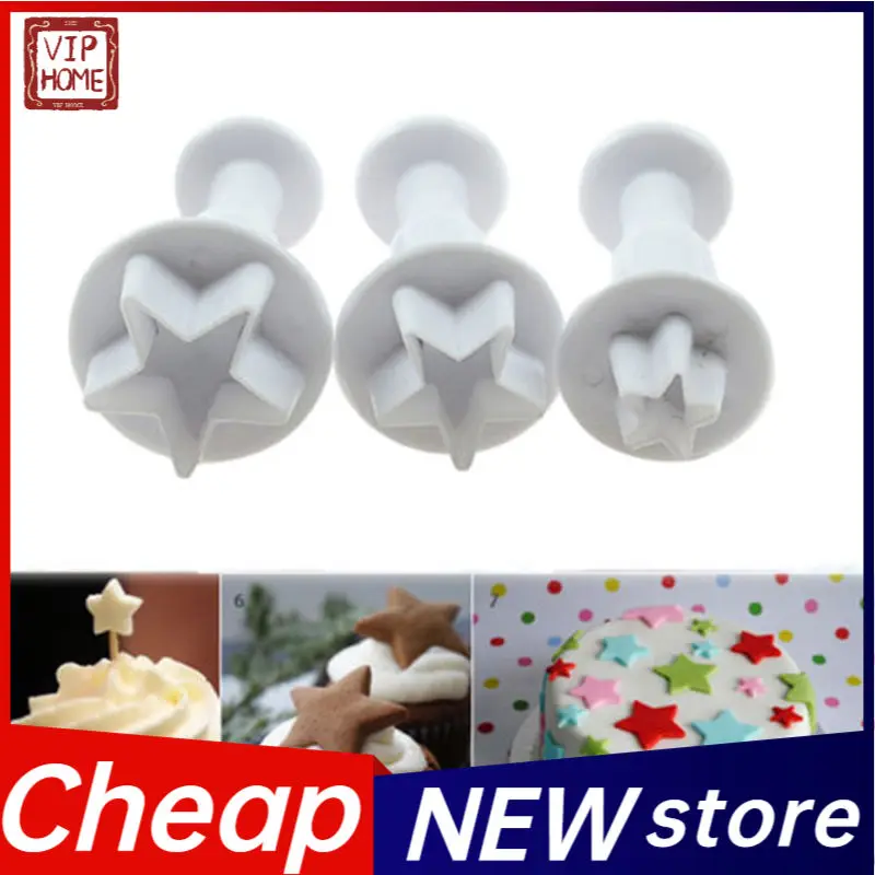 

3 Pcs/set Cake Litter Star Spring Baking Plungers Decoration Tools sugarcraft cookie press mold toast print cookie cutter Mould