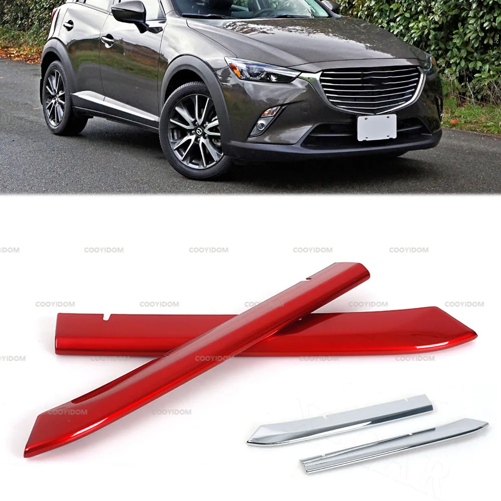 

1 Pair Front Bumper Grille Trims Cover Air-Inlet Grilles Car Accessories Styling Stickers For Mazda CX3 CX-3 2017 2018
