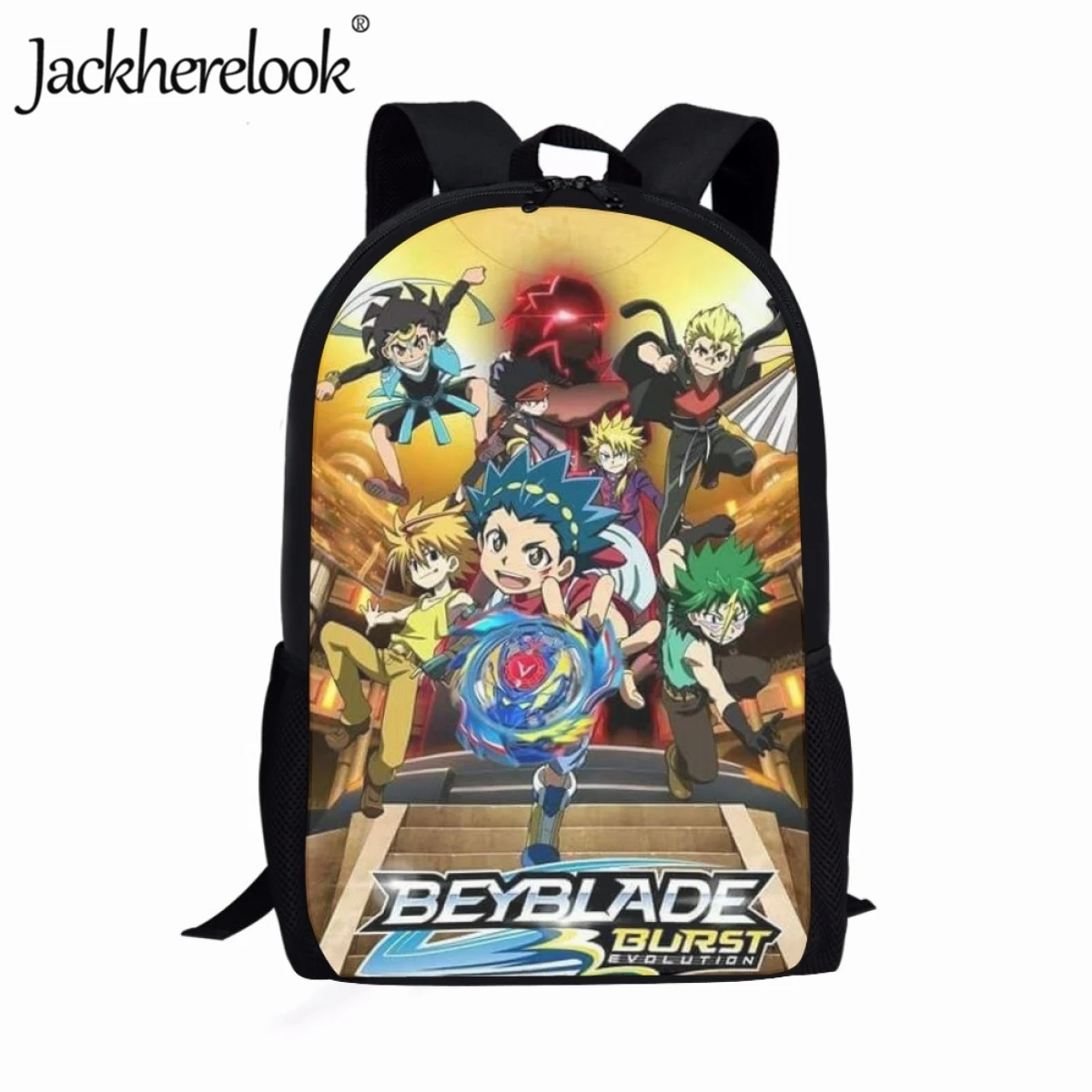 Jackherelook Cartoon Beyblade Burst Evolution Backpack 3D Print School Student Bookbags Child Boys Travel Knapsack Laptop Bag