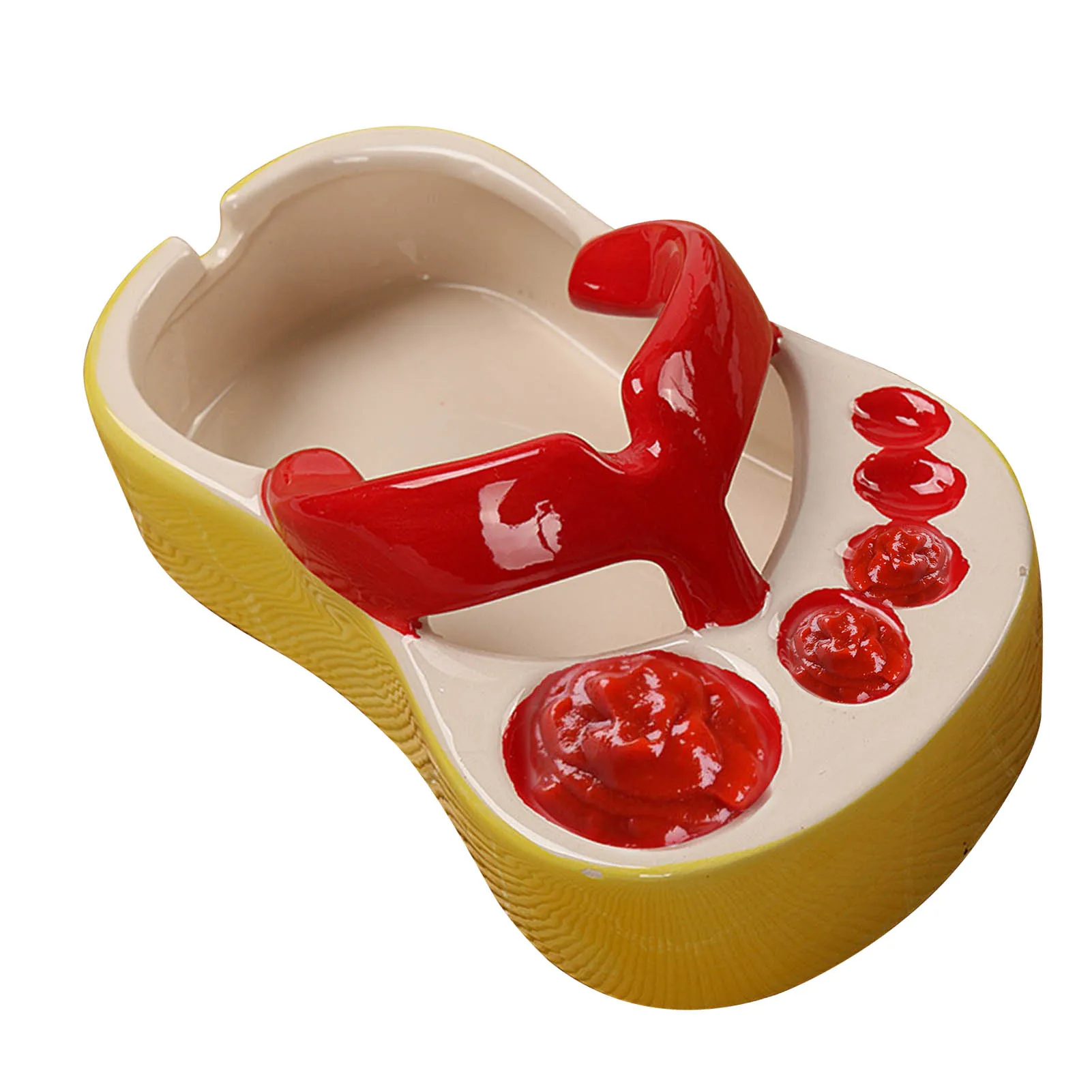 

Ceramic Slipper Plate Creative Slippers Plate Creative 5 Compartments Ashtray Flip-Flops Dishes Plates Serving Saucers Bowl