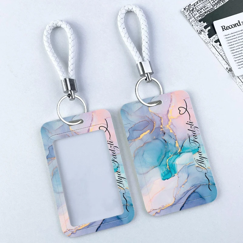 

Pretty Swoosh с позолоченным краем, вертикальный высококачественный держатель для карт, чехол для дверной карты для девочек, женский держатель для бейджа, брелок для студенческой карты