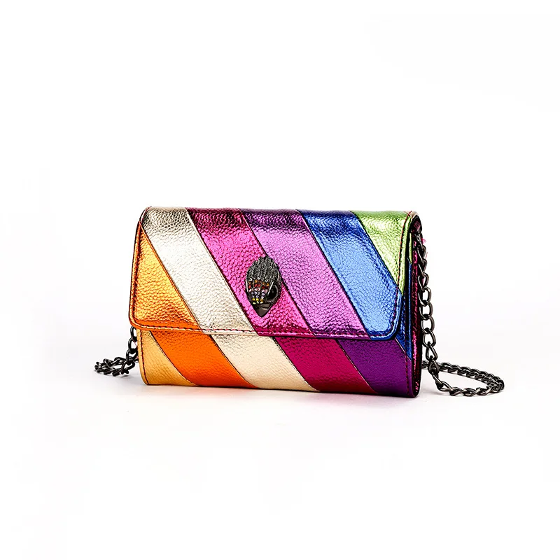 

New UK Luxury Ornament Eagle Head Bag Contrast Colored Spliced Rainbow Crossbody Unit Price Mobile Case