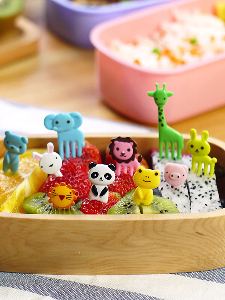 

Mini Kids Fruit Fork Children Animal Farm Plastic Cartoon Fork Bento Decorative Tableware Cake Dessert Desserts Food Toothpick
