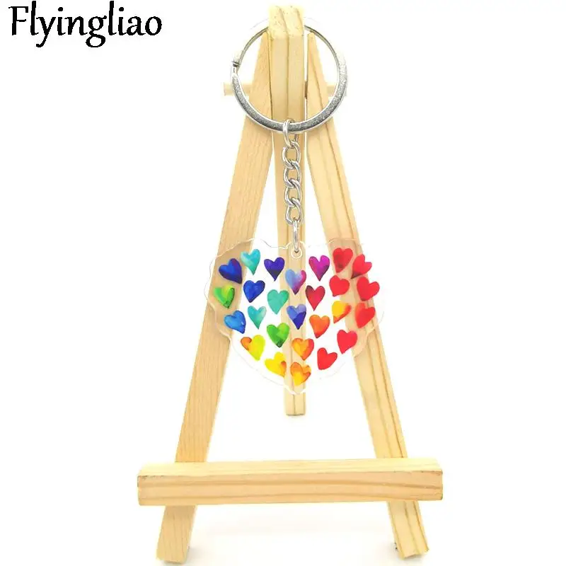 

Color Hearts Love Men's and women's key chain accessories lovely bag pendant ring acrylic cartoon friend gift