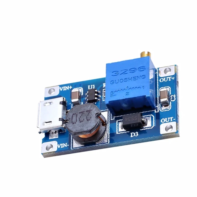 Повышающий блок питания постоянного тока MT3608, для замены XL6009 Micro USB 2A, Регулируемый Модуль повышения мощности от 2 до 24 В до 28 в, 10 шт./партия