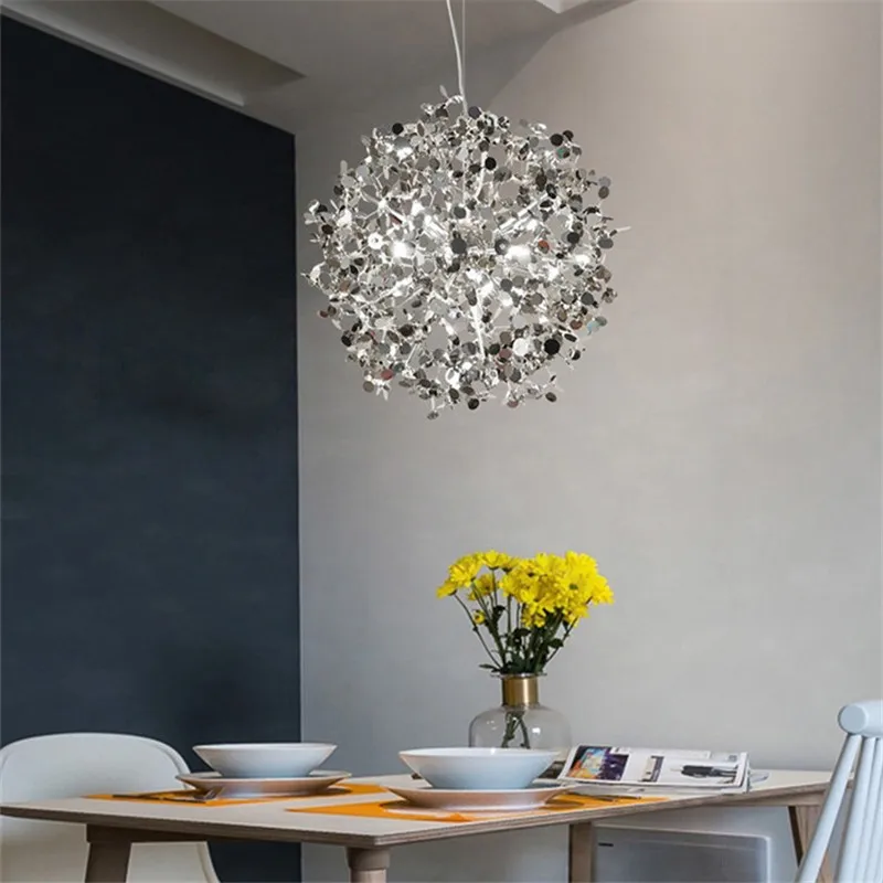 Подвесной светильник Argent из нержавеющей стали хромированный шар для столовой