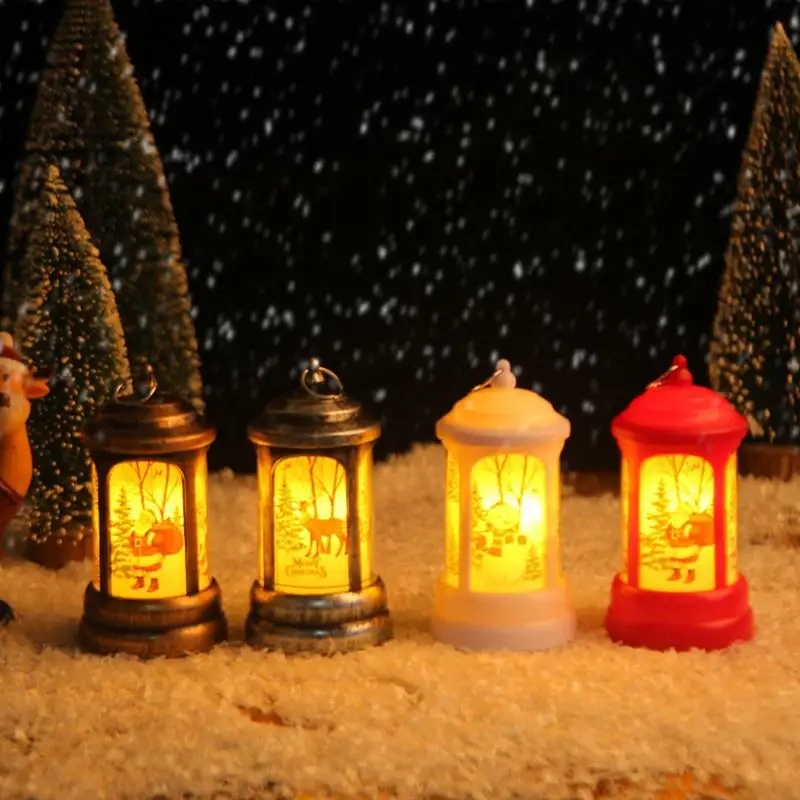 

Christmas Lantern Santa Claus Night Lamp Multifunctional Vintage Snowman Candlestick Lamp Hanging Ornaments For Home Decorations