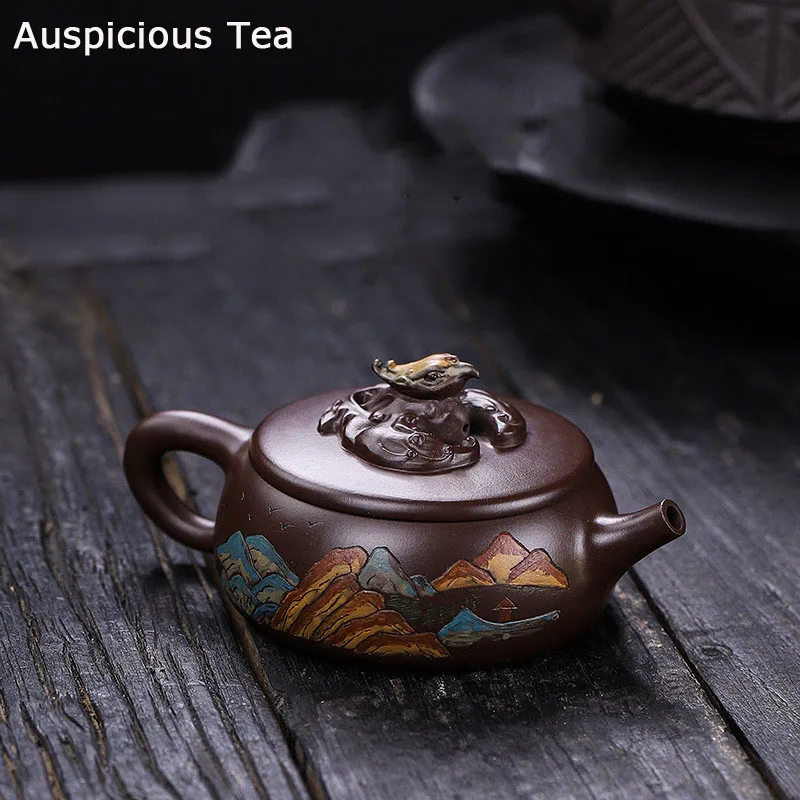 

240ml Chinese Yixing Handmade Purple Clay Pot Hundred Eyes Purple Eggplant Clay Eagle Strike The Sky Kung Fu Tea Set Tea Pot