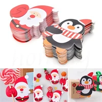25pcslot plastic lollipop stick safe paper candy chocolate christmas decoration diy xmas decor gift penguins cake pops
