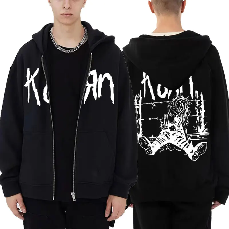 

Толстовка мужская оверсайз на молнии с графическим принтом рок-группы Korn, уличная одежда, свитшот, худи на молнии в стиле панк, винтажное пальто, топы, мужская куртка в стиле панк