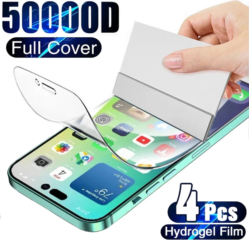

4PCS Hydrogel Film Full Cover For iPhone 11 12 13 14 Pro Max Screen Protector For iPhone 14 8 7 Plus XR XS MAX Screen Protective
