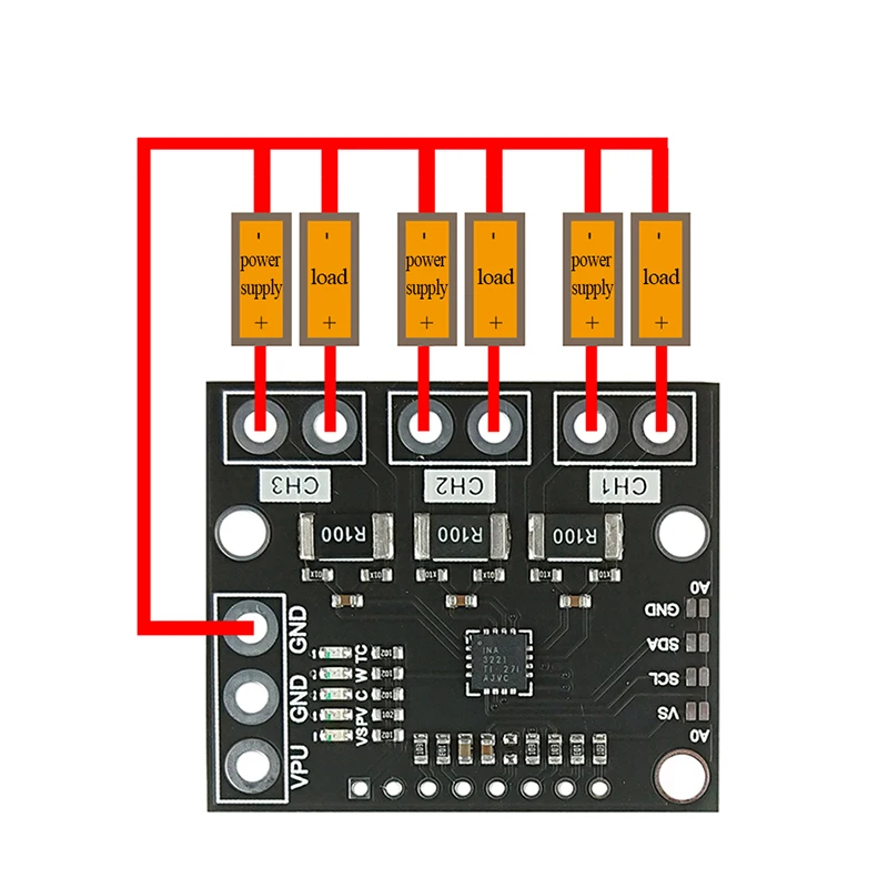 I2C SMBUS INA3221 трехканальный шунт тока питания монитор напряжения сенсорного модуля