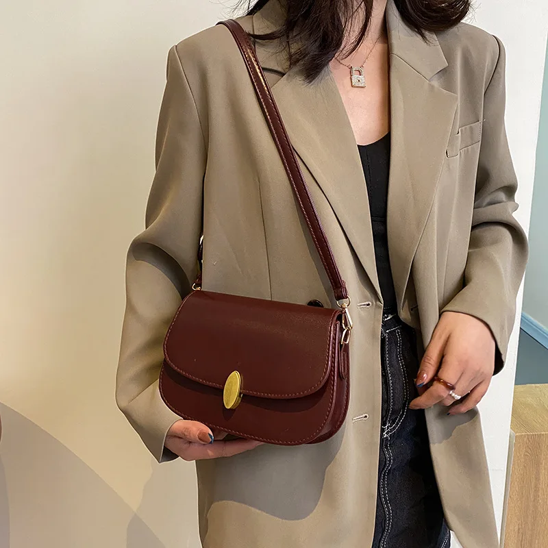 

Designer Luxury Crossbody Bags for Women Pu Leather Shoulder Bag Fashion Solid Color Underarm Bags Retro Quality Ladies Handbag