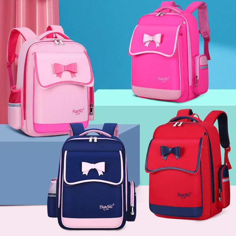 Grade 1-6 Children Bow Sweet Large Capacity Backpacks New British Style Girls Student Princess Fashion School Bags Drop Shipping
