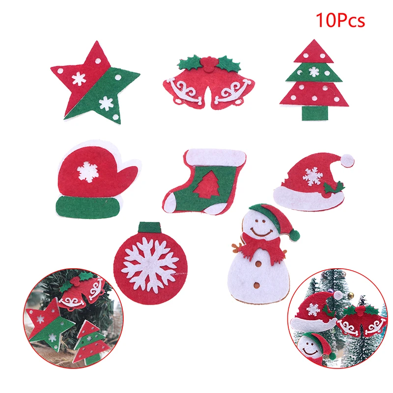 

10Pcs Dollhouse Miniature Christmas Tree Santa Claus Snowman Socks Gloves Bell Pentagram Ornament Xmas Decor