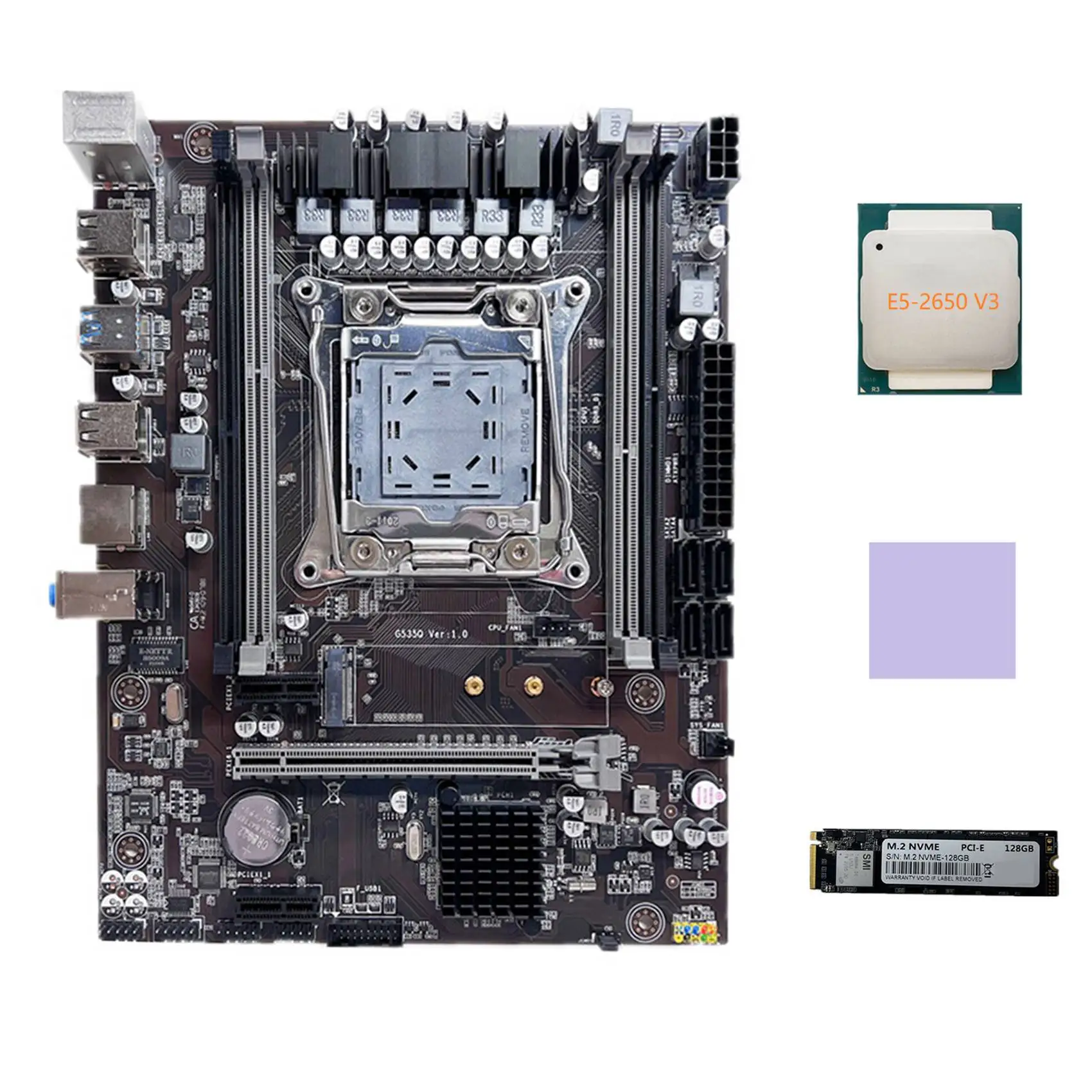 

Материнская плата X99, системная плата, поддержка DDR4 ECC RAM с процессором E5 2650 V3 + M.2 NVME SSD 128G + термоподушка