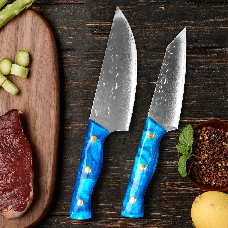 Нож из дамасской стали нож шеф-повара для измельчения мяса овощей набор кухонных