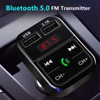 car bluetooth 5 0 fm transmitter wireless handsfree audio receiver auto mp3 player 2 1a dual usb fast charger car accessories