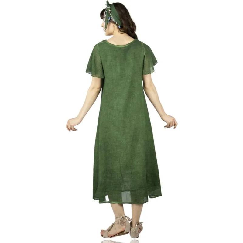 

Pike Sile Cloth Dress Green Women Summer Dress Casual Long Prom Midi Maxi
