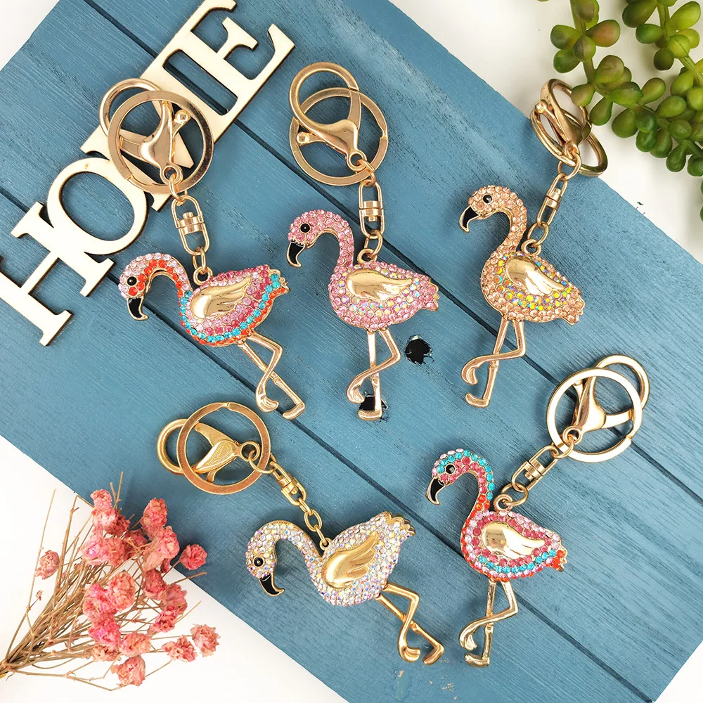 

flamingo keychains for girl pink bird keychains for car key bag pendant keyring gift for daughter