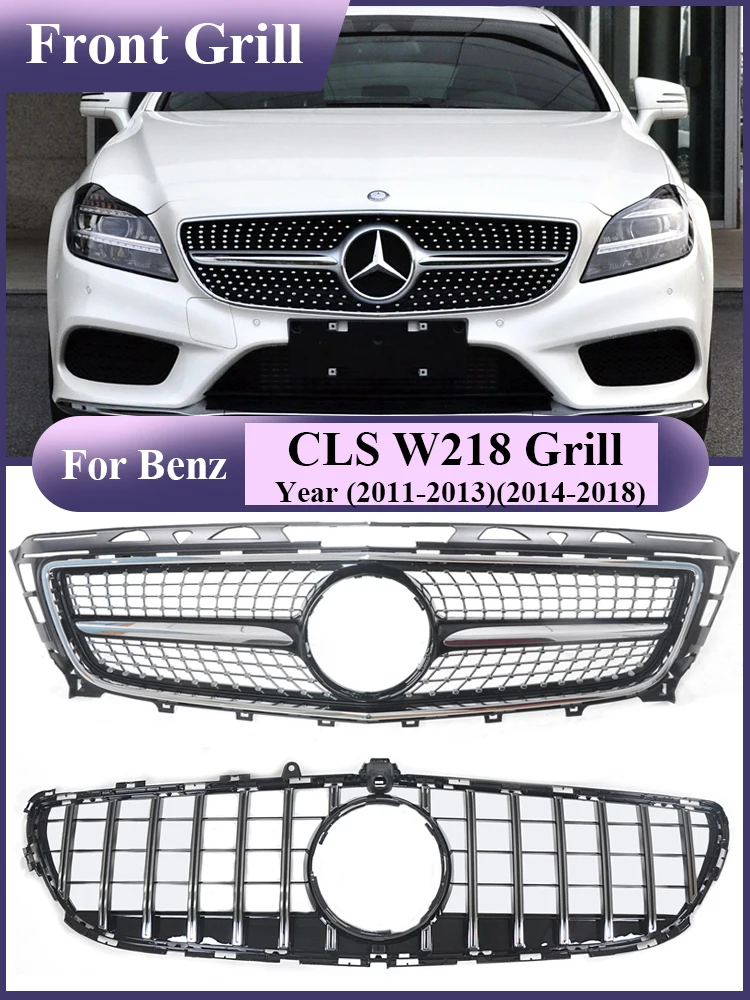 Решетка переднего бампера Racing Grills Chrome Silver Diamonds Style для Mercedes Benz CLS-Class W218 GT Panamerican Grill