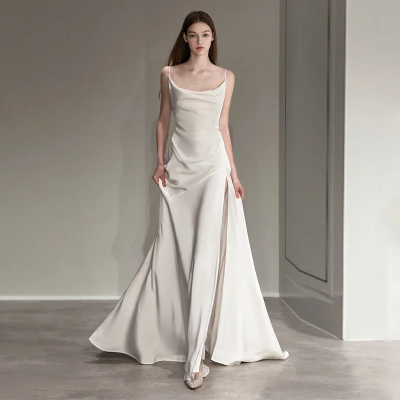 Белое платье, женское роскошное вечернее платье, женское платье для гостей свадьбы, вечернее тонкое коктейльное платье, официальное платье