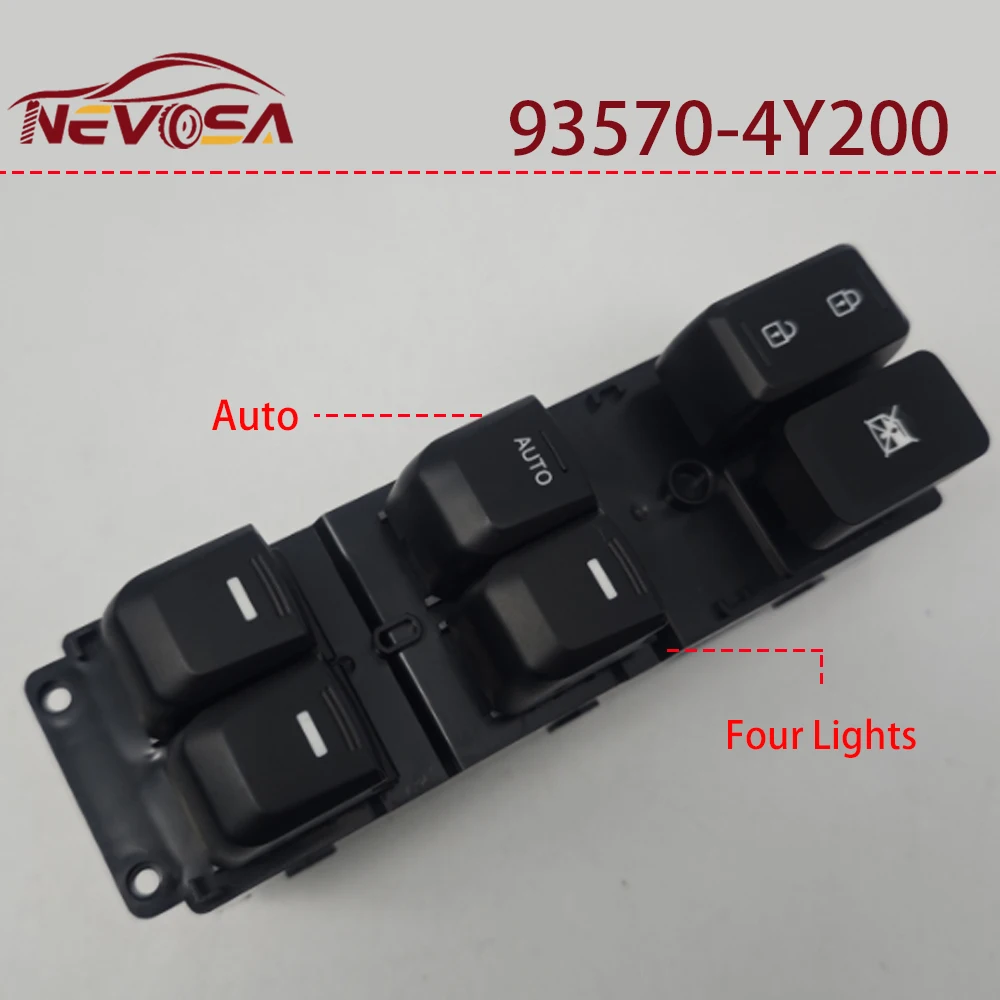 

NEVOSA для Kia Rio 2011 2012 2013 2014 2015 93570-4Y201 93570-4Y200 передняя левая главная кнопка переключателя стеклоподъемника