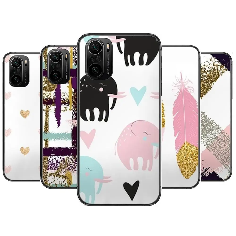 

cute elephant feather Phone Case For xiaomi redmi POCO F1 F2 F3 X3 Pro M3 9C 10T Lite NFC Black Cover Silicone Back Prett mi 10
