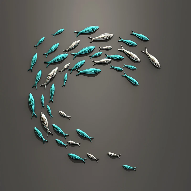 

Creative Wall Decoration pendant 3D electroplating fish wall paste restaurant TV background wall fish wall decoration