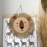 handmade braided twine cute lion wall hanging decor boho woven grass tiger scarecrow straw home wall hang home decoration prop